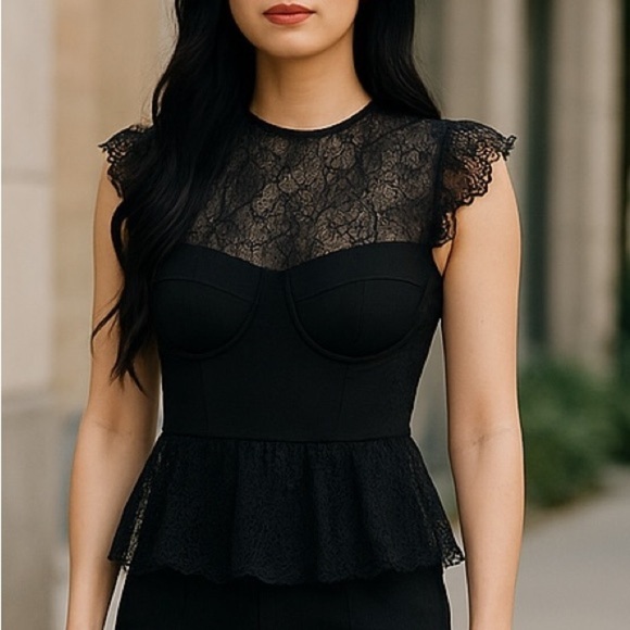 NEW Zara Lace Peplum Twofer Bustier in Black Size Small - Picture 1 of 7